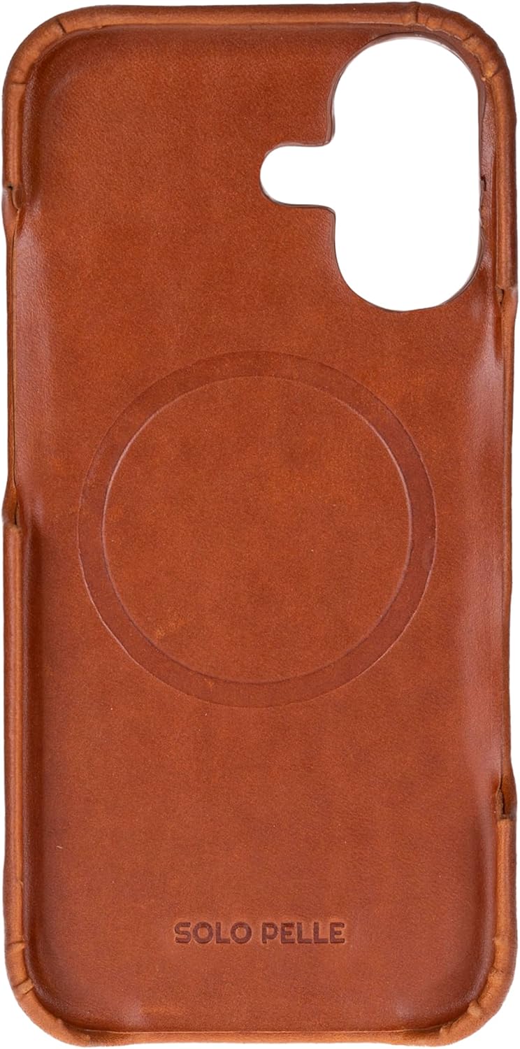 Cognac Braun Braun Solo Pelle Lederhülle kompatibel für iPhone 17 in 6.3 Zoll abnehmbare Hülle (2in1) inkl. Kartenfächer geeignet für MagSafe Zubehör
