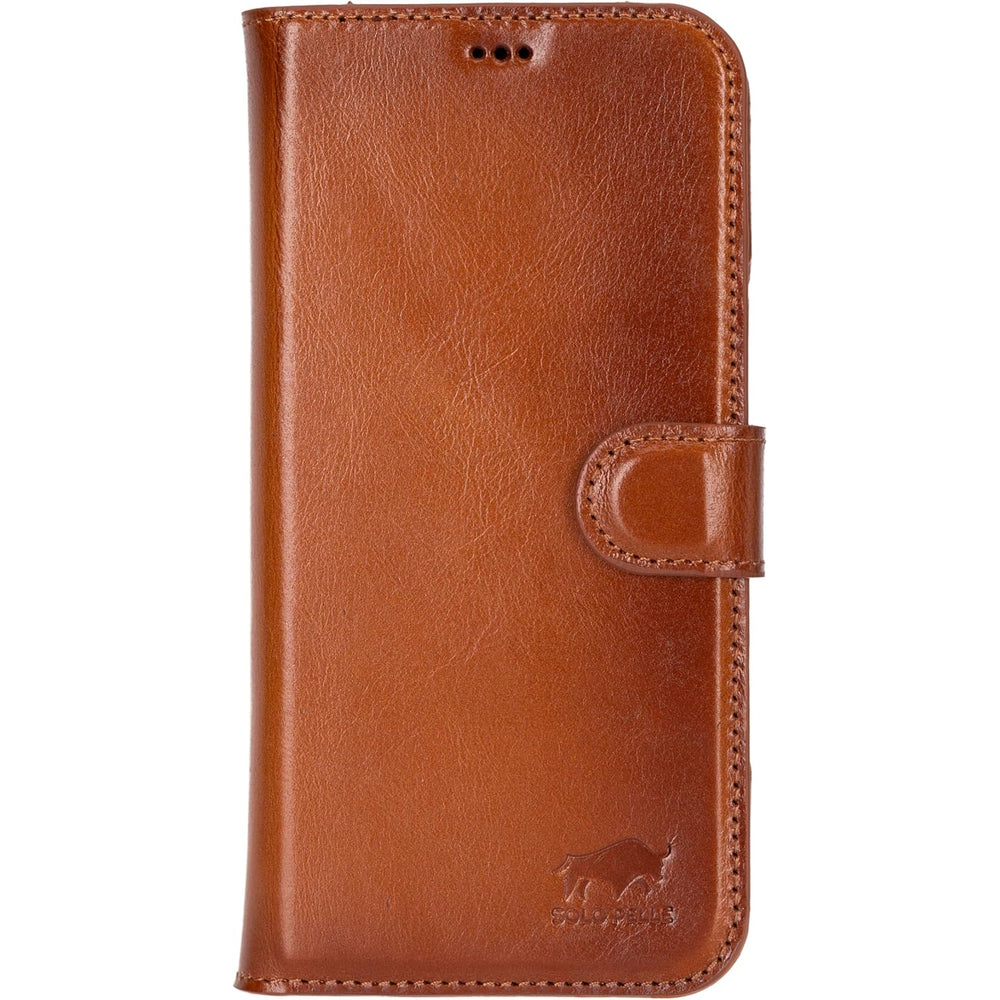 Solo Pelle Lederhülle kompatibel für iPhone 16 Pro Max in 6.9 Zoll abnehmbare Hülle (2in1) inkl. Kartenfächer geeignet für MagSafe Zubehör Cognac Braun