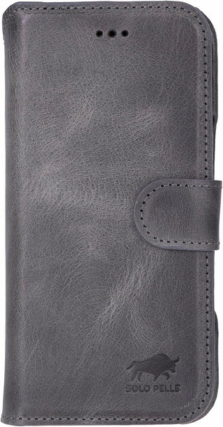 Solo Pelle Steingrau Lederhülle kompatibel für iPhone Air in 6.5 Zoll abnehmbare Hülle (2in1) inkl. Kartenfächer geeignet für MagSafe Zubehör