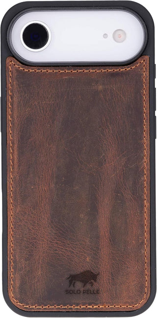This Solo Pelle Vintage Braun Lederhülle kompatibel für iPhone Air in 6.5 Zoll abnehmbare Hülle (2in1) inkl. Kartenfächer geeignet für MagSafe Zubehör