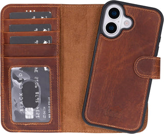 Solo Pelle Camelbraun, Lederhülle kompatibel für iPhone 17 in 6.3 Zoll abnehmbare Hülle (2in1) inkl. Kartenfächer geeignet für MagSafe Zubehör