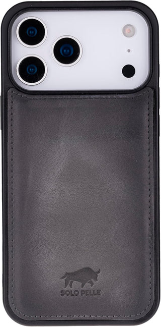 Solo Pelle Steingrau Lederhülle für das iPhone 17 Pro Max in 6.9 Zoll Stanford Case Leder Hülle Ledertasche Backcover aus echtem Leder geeignet für MagSafe Zubehör