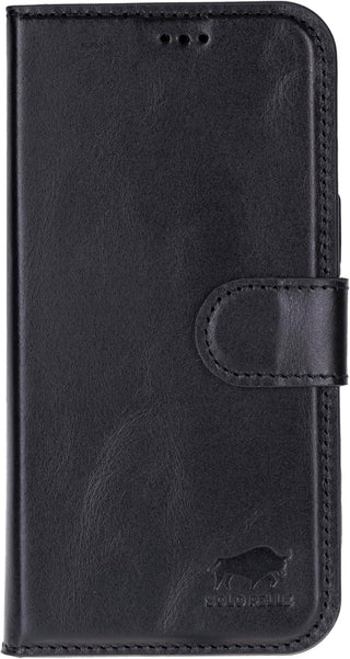 Solo Pelle Schwarz, Lederhülle kompatibel für iPhone 17 in 6.3 Zoll abnehmbare Hülle (2in1) inkl. Kartenfächer geeignet für MagSafe Zubehör