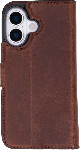 Solo Pelle Vintage Braun, Lederhülle kompatibel für iPhone 17 in 6.3 Zoll abnehmbare Hülle (2in1) inkl. Kartenfächer geeignet für MagSafe Zubehör