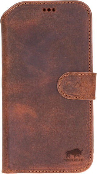 This Solo Pelle Vintage Braun Lederhülle kompatibel für iPhone Air in 6.5 Zoll abnehmbare Hülle (2in1) inkl. Kartenfächer geeignet für MagSafe Zubehör