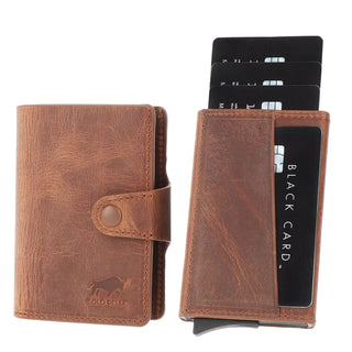 Magic Wallet mit Münzfach 15 Karten "Q-Wallet" -  Cognac Braun