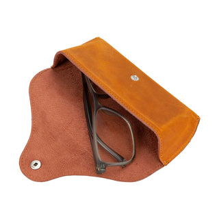 Solo Pelle Brillen Etui mit Magnetverschluss Sonnenbrillenetui "Roan" - Cognac Braun