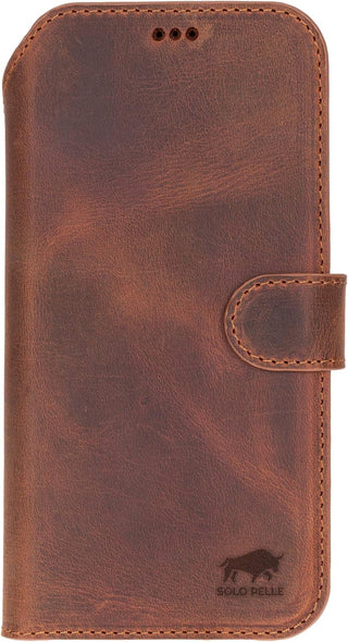 Solo Pelle Vintage Braun Lederhülle kompatibel für iPhone 17 Pro Max in 6.9 Zoll abnehmbare Hülle (2in1) inkl. Kartenfächer geeignet für MagSafe Zubehör