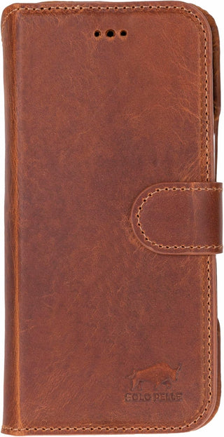 Solo Pelle Camelbraun Lederhülle kompatibel für iPhone Air in 6.5 Zoll abnehmbare Hülle (2in1) inkl. Kartenfächer geeignet für MagSafe Zubehör