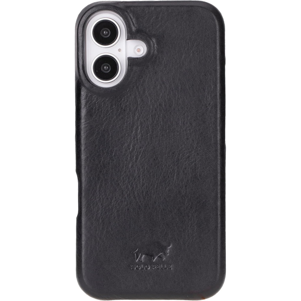Solo Pelle Lederhülle für das iPhone 16 in 6.1 Zoll Princeton Case Leder Hülle Ledertasche Backcover aus echtem Leder geeignet für MagSafe Zubehör Schwarz
