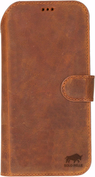 Solo Pelle Camel Braun  Lederhülle kompatibel für iPhone 17 Pro in 6.3 Zoll abnehmbare Hülle (2in1) inkl. Kartenfächer geeignet für MagSafe Zubehör