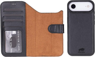 This Solo Pelle Steingrau Lederhülle kompatibel für iPhone Air in 6.5 Zoll abnehmbare Hülle (2in1) inkl. Kartenfächer geeignet für MagSafe Zubehör