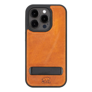 Solo Pelle Lederhülle für das iPhone 15 Pro 6.1 Zoll Drop Case Case Leder - Cognac Braun