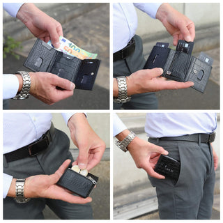 Slim Wallet "Riga" mit Münzfach 12 Karten - Carbon