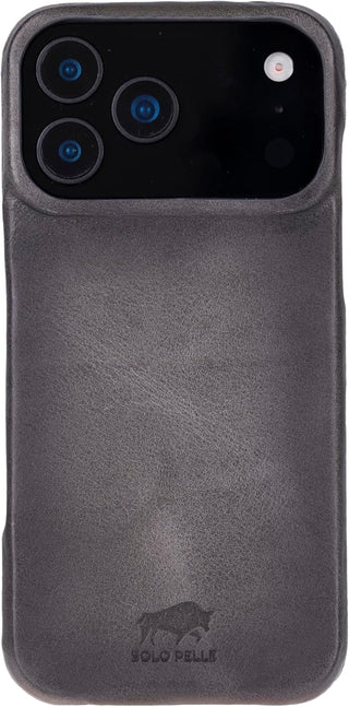 Solo Pelle Steingrau Lederhülle kompatibel für iPhone 17 Pro Max in 6.9 Zoll abnehmbare Hülle (2in1) inkl. Kartenfächer geeignet für MagSafe Zubehör