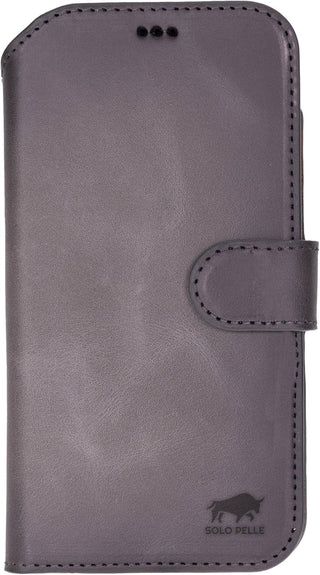 This Solo Pelle Steingrau Lederhülle kompatibel für iPhone Air in 6.5 Zoll abnehmbare Hülle (2in1) inkl. Kartenfächer geeignet für MagSafe Zubehör