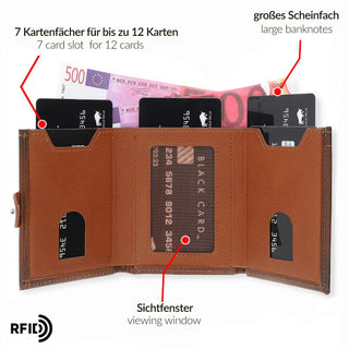 Slim Wallet "Riva" mit Münzfach 12 Karten - Steingrau