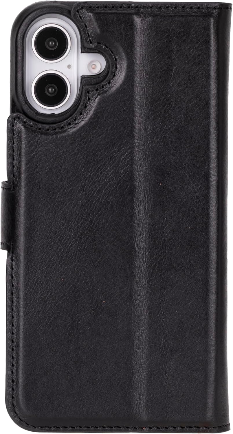 Solo Pelle Lederhülle kompatibel für iPhone 16 Plus in 6.7 Zoll abnehmbare Hülle (2in1) inkl. Kartenfächer geeignet für MagSafe Zubehör Schwarz