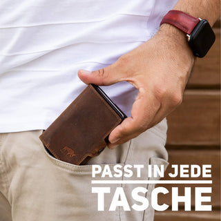 Solo Pelle Kartenetui | Kreditkartenetui | Leder Geldbörse Slim Wallet Portmonee | Geldbeutel mit RFID Schutz für bis zu 6-11 Karten Model: Mech (Vintage Braun mit Scheinfach + Münzfach)