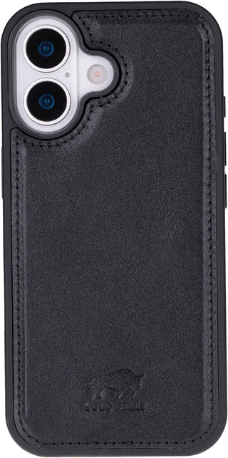 Solo Pelle Schwarz, Lederhülle kompatibel für iPhone 17 in 6.3 Zoll abnehmbare Hülle (2in1) inkl. Kartenfächer geeignet für MagSafe Zubehör