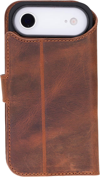 This Solo Pelle Vintage Braun Lederhülle kompatibel für iPhone Air in 6.5 Zoll abnehmbare Hülle (2in1) inkl. Kartenfächer geeignet für MagSafe Zubehör