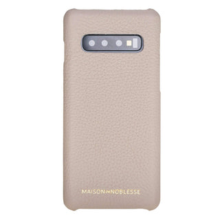 Maison de Noblesse kompatibel mit Samsung S10 Plus Lederhülle Ledertasche Backcover Ultra Slim (Beige)
