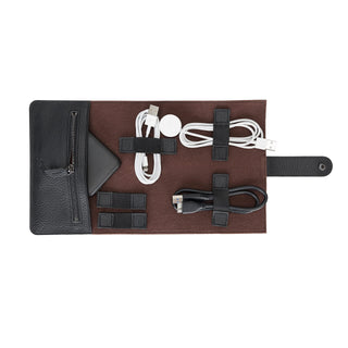 Elektronische Tasche Organizer universal travel Kabel Elektronik  "LENA" - Cognac Braun