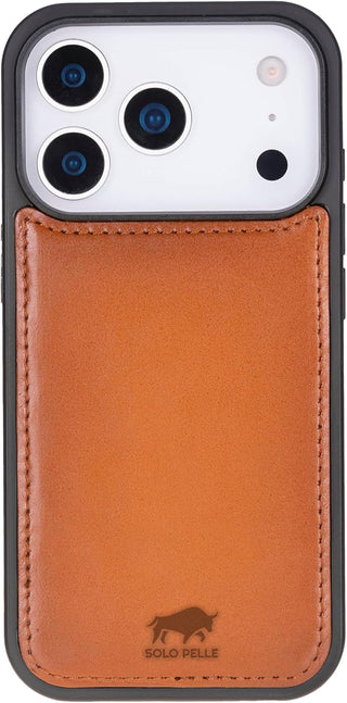 Solo Pelle Cognac Braun Lederhülle kompatibel für iPhone 17 Pro in 6.3 Zoll abnehmbare Hülle (2in1) inkl. Kartenfächer geeignet für MagSafe Zubehör