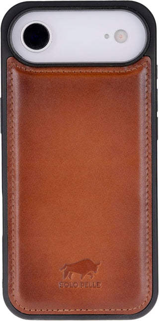 Solo Pelle Lederhülle für das iPhone Air in 6.5 Zoll Cognac Braun Stanford Case Leder Hülle Ledertasche Backcover aus echtem Leder geeignet für MagSafe Zubehör