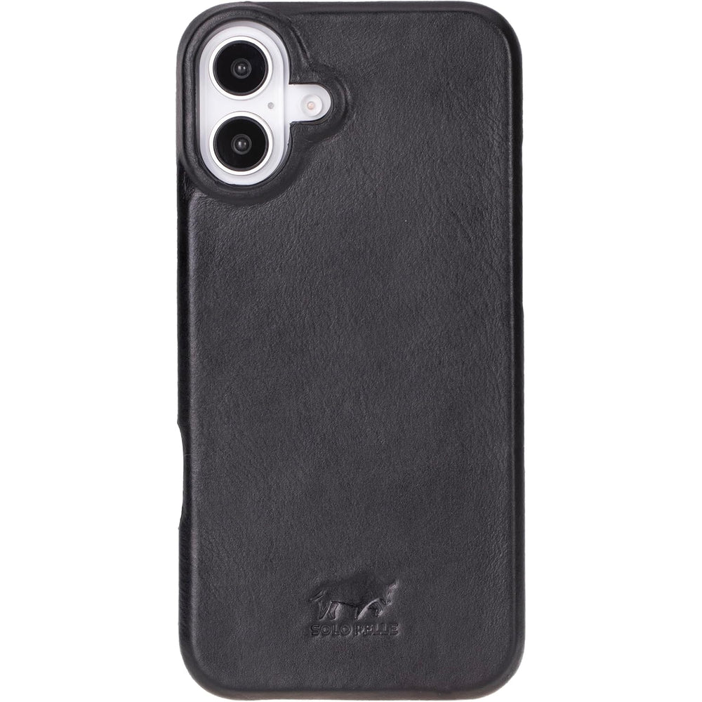 Solo Pelle Lederhülle für das iPhone 16 Plus in 6.7 Zoll Princeton Case Leder Hülle Ledertasche Backcover aus echtem Leder geeignet für MagSafe Zubehö Schwarz