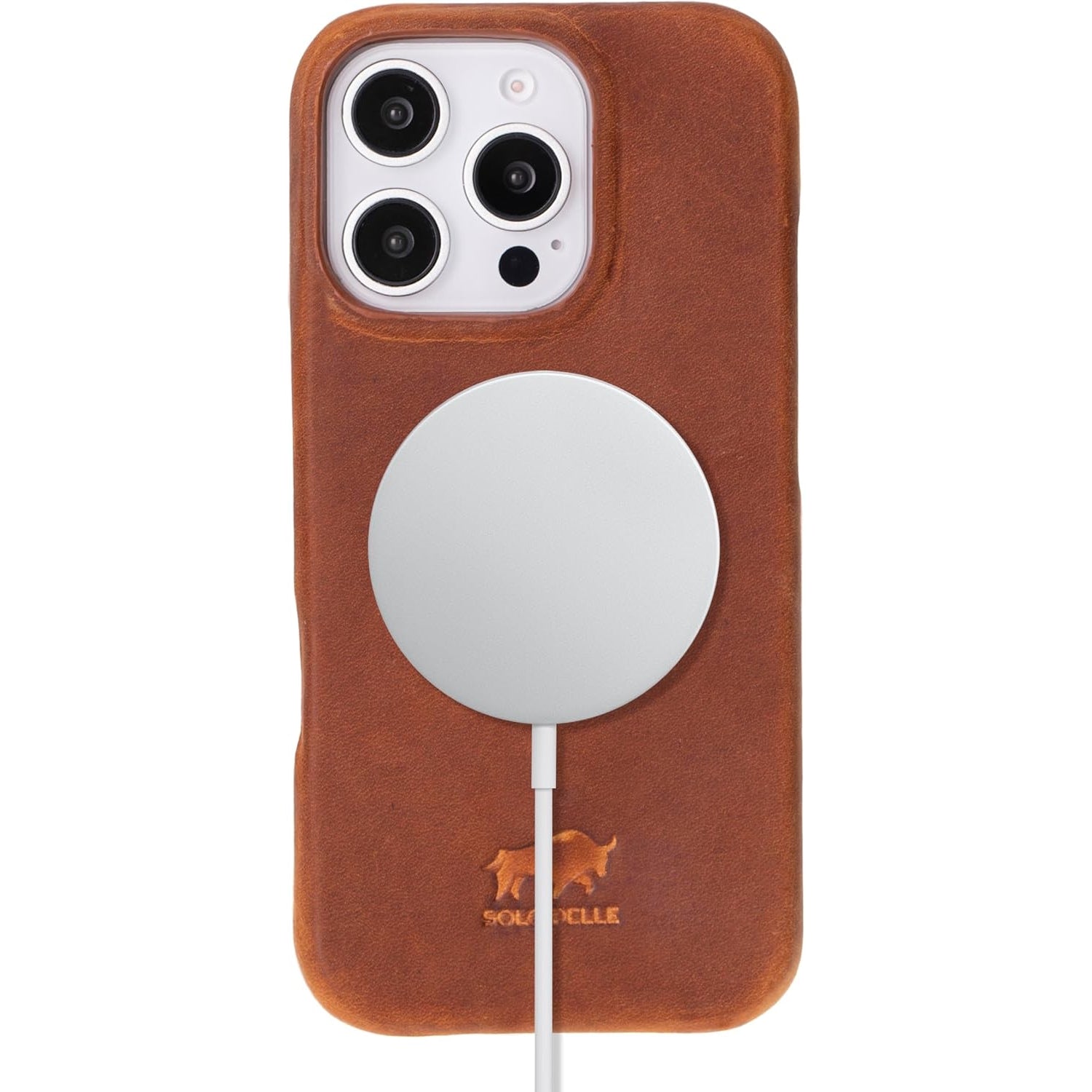 Solo Pelle Lederhülle für das iPhone 16 Pro in 6.3 Zoll Princeton Case Leder Hülle Ledertasche Backcover aus echtem Leder geeignet für MagSafe Zubehör Camel Braun Lifestyle