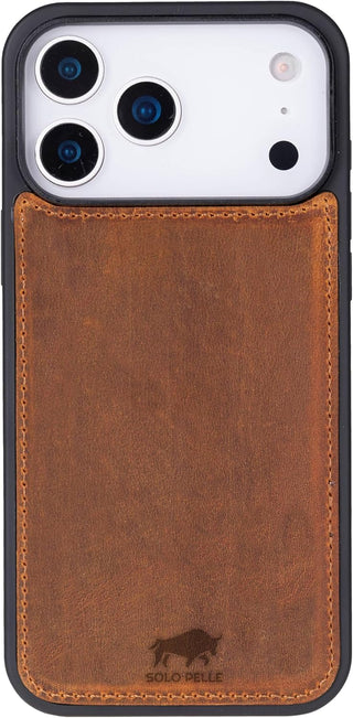 Solo Pelle Camel Braun  Lederhülle kompatibel für iPhone 17 Pro in 6.3 Zoll abnehmbare Hülle (2in1) inkl. Kartenfächer geeignet für MagSafe Zubehör