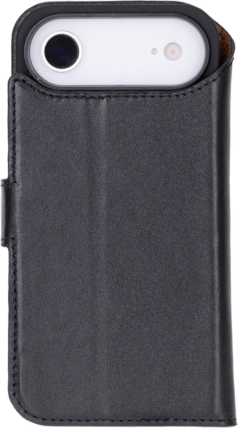 This Solo Pelle Schwarz Lederhülle kompatibel für iPhone Air in 6.5 Zoll abnehmbare Hülle (2in1) inkl. Kartenfächer geeignet für MagSafe Zubehör