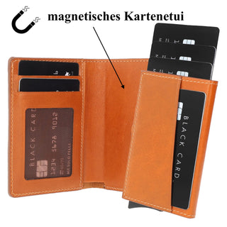 Magic Wallet mit Münzfach 15 Karten "Q-Wallet" -  Vintage Braun