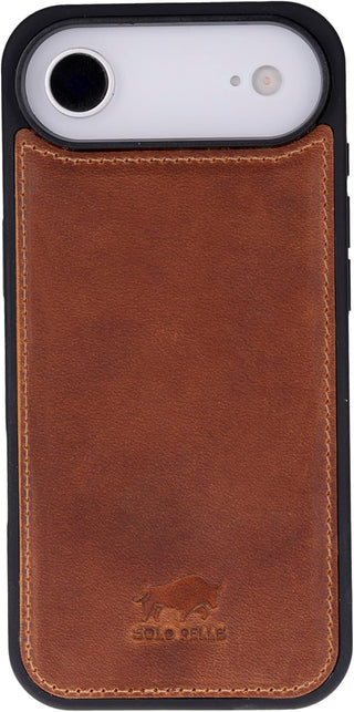 Solo Pelle Lederhülle für das iPhone Air in 6.5 Zoll Cognac Braun Stanford Case Leder Hülle Ledertasche Backcover aus echtem Leder geeignet für MagSafe Zubehör