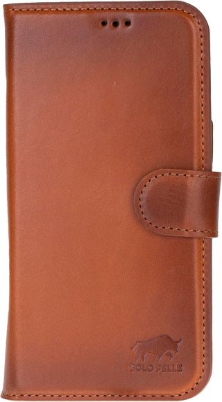 Cognac Braun Braun Solo Pelle Lederhülle kompatibel für iPhone 17 in 6.3 Zoll abnehmbare Hülle (2in1) inkl. Kartenfächer geeignet für MagSafe Zubehör