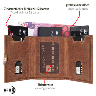 Slim Wallet "Riva" mit Münzfach 12 Karten - Matt Schwarz