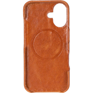 Solo Pelle Lederhülle für das iPhone 16 in 6.1 Zoll Princeton Case Leder Hülle Ledertasche Backcover aus echtem Leder geeignet für MagSafe Zubehör Cognac Braun