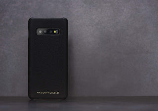 Maison de Noblesse kompatibel mit Samsung S10 Plus Lederhülle Ledertasche Backcover Ultra Slim (Kaviar Schwarz)