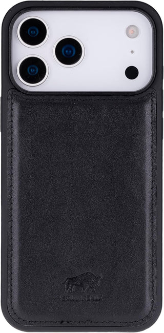 Solo Pelle Schwarz Lederhülle für das iPhone 17 Pro Max in 6.9 Zoll Stanford Case Leder Hülle Ledertasche Backcover aus echtem Leder geeignet für MagSafe Zubehör