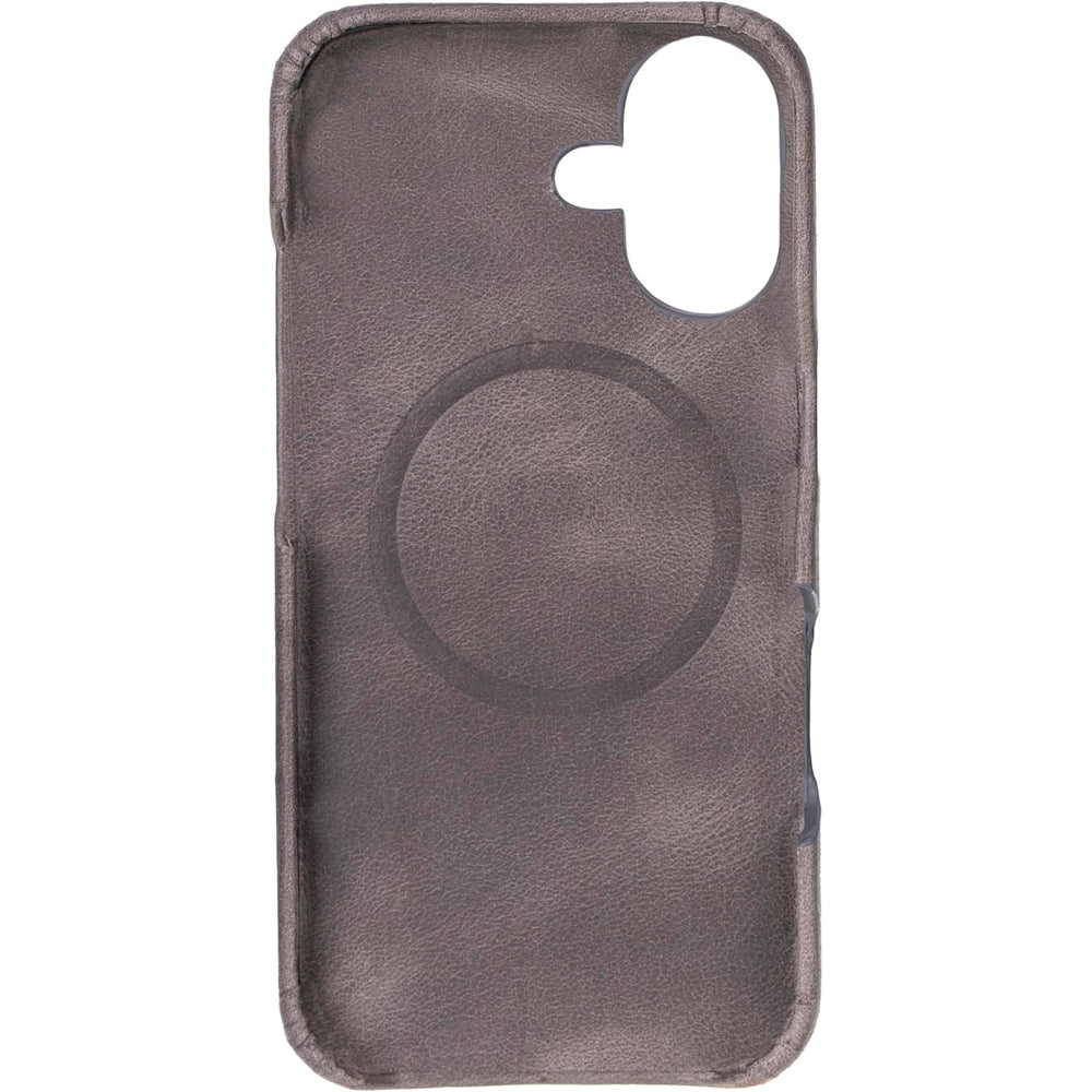 Solo Pelle Lederhülle für das iPhone 16 in 6.1 Zoll Princeton Case Leder Hülle Ledertasche Backcover aus echtem Leder geeignet für MagSafe Zubehör Steingrau