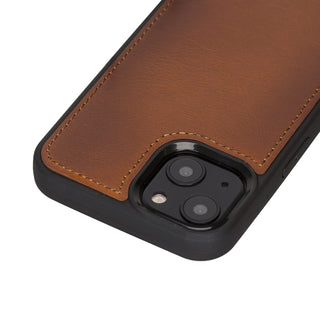 Solo Pelle Lederhülle für das iPhone 13 in 6.1 Zoll Stanford Case Leder Hülle Ledertasche Backcover aus echtem Leder (Cognac Braun)