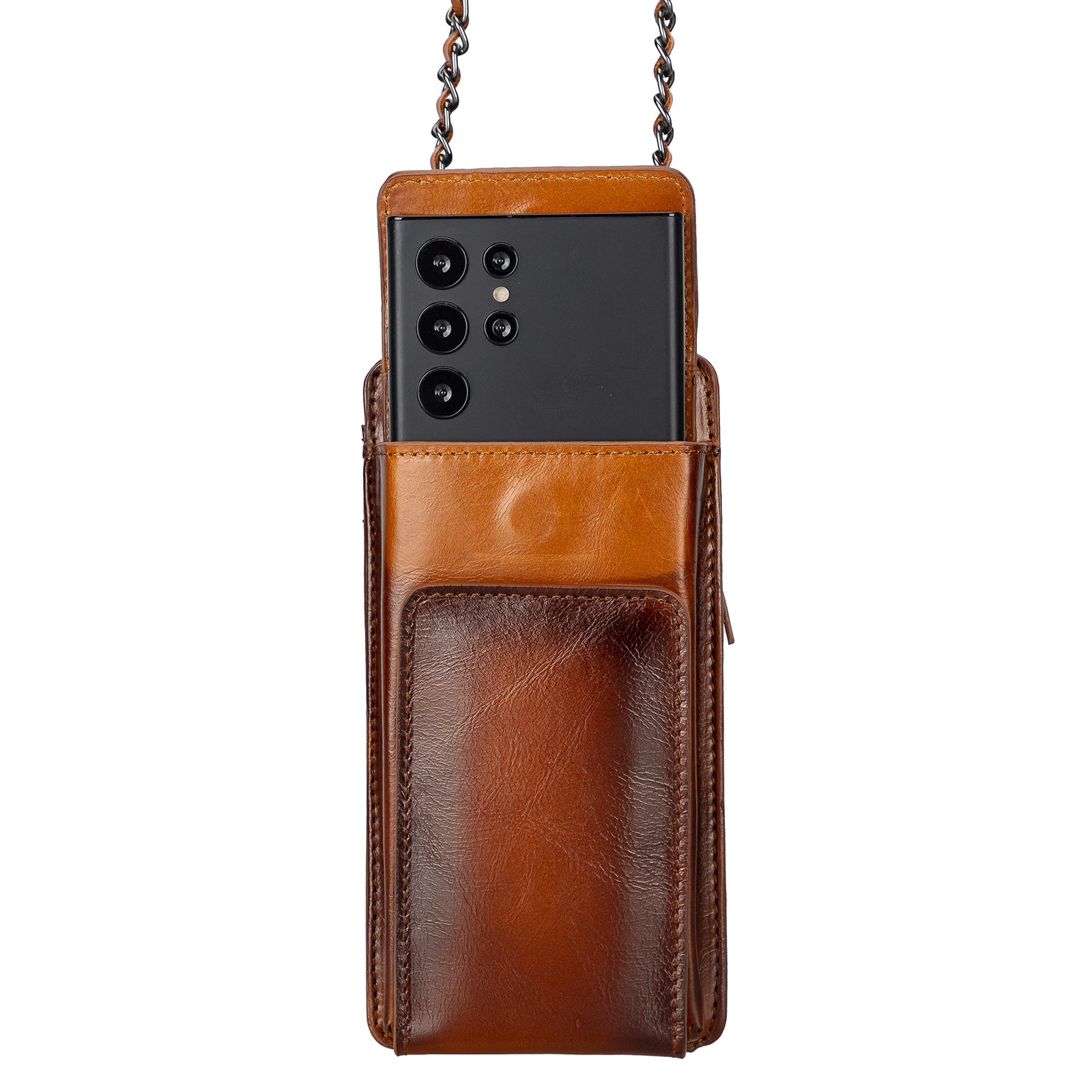 Leder Telefonetui Geldbörse passend zu Allen Geräten bis 7 Zoll - Cognac Braun Lifestyle