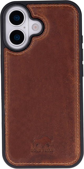 Vintage Braun Solo Pelle Lederhülle für das iPhone 17 in 6.3 Zoll Stanford Case Leder Hülle Ledertasche Backcover aus echtem Leder geeignet für MagSafe Zubehör