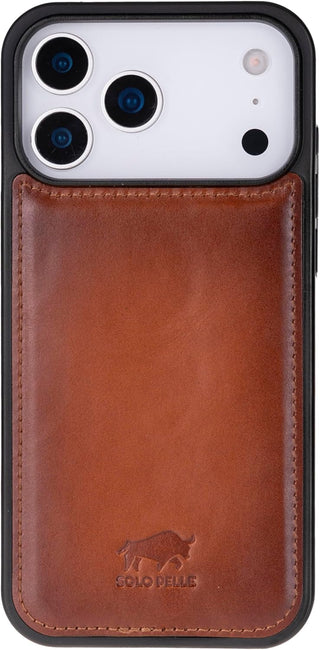 Solo Pelle Cognac Braun Lederhülle für das iPhone 17 Pro Max in 6.9 Zoll Stanford Case Leder Hülle Ledertasche Backcover aus echtem Leder geeignet für MagSafe Zubehör