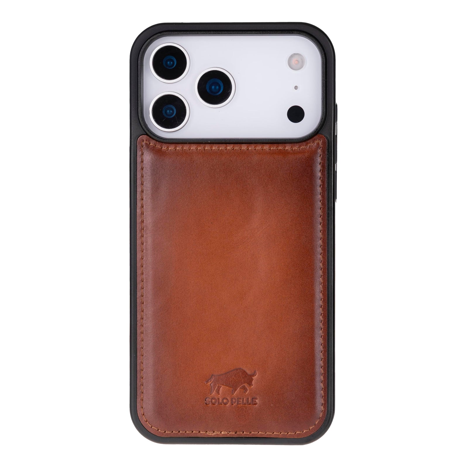 Solo Pelle Cognac Braun Lederhülle für das iPhone 17 Pro in 6.3 Zoll Stanford Case Leder Hülle Ledertasche Backcover aus echtem Leder geeignet für MagSafe Zubehör Lifestyle
