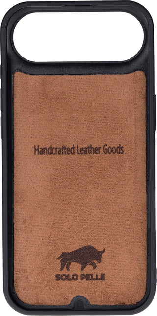 Solo Pelle Lederhülle für das iPhone Air in 6.5 Zoll Cognac Braun Stanford Case Leder Hülle Ledertasche Backcover aus echtem Leder geeignet für MagSafe Zubehör