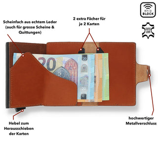 Slim Wallet mit Münzfach 13 Karten "Mondo" - Steingrau