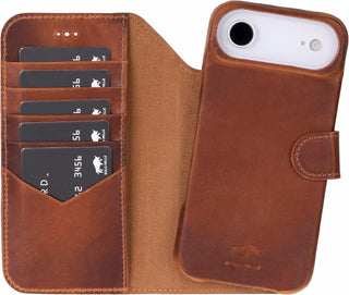 Solo Pelle Camelbraun Lederhülle kompatibel für iPhone Air in 6.5 Zoll abnehmbare Hülle (2in1) inkl. Kartenfächer geeignet für MagSafe Zubehör