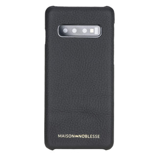 Maison de Noblesse kompatibel mit Samsung S10 Plus Lederhülle Ledertasche Backcover Ultra Slim (Kaviar Schwarz)